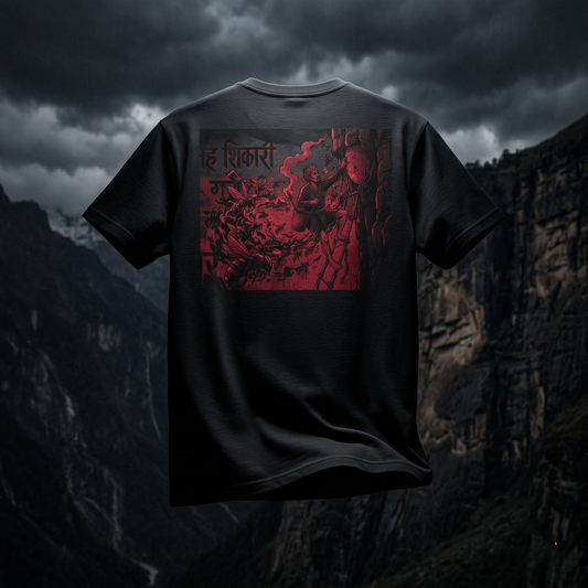 Cazador Gurung | Camiseta Negra — Néctar del Acantilado